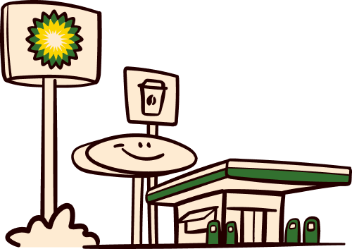 BP stacja i chmury w tle